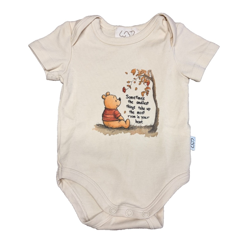 637 Organics Winnie The Pooh Short Sleeve Bodysuit 0-3M Unisex Hypoallergenic